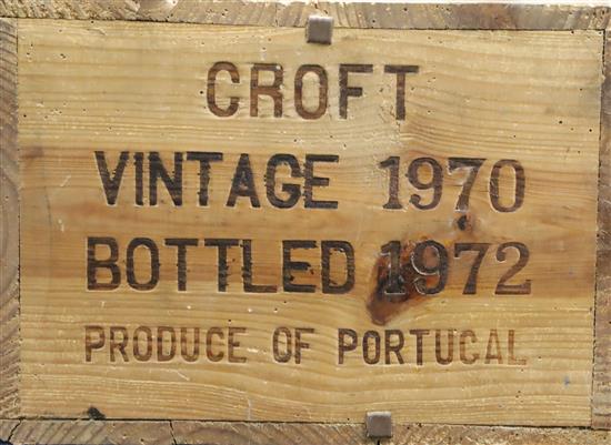 An unopened cased of twelve bottles of Croft 1970 Vintage Port (O.W.C.)